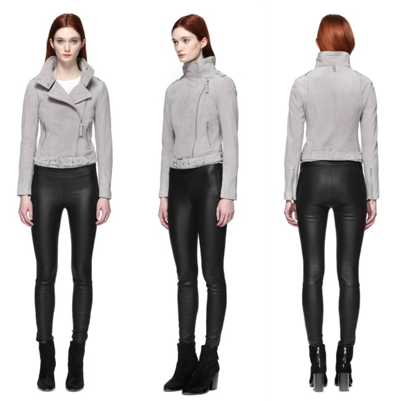Mackage, Hania-Su Suede Moto Jacket, Gray, Small - Picture 2 of 8